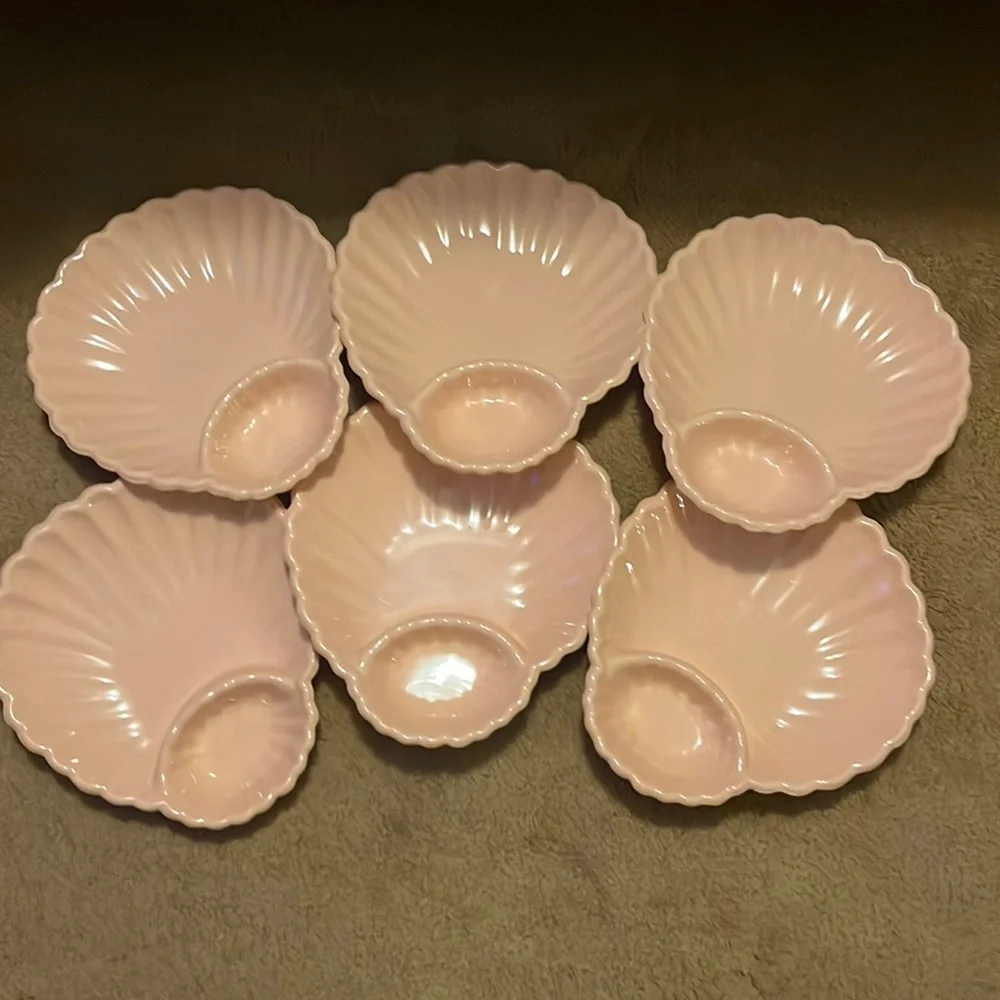 6 Seashell Chip and Dip Trays Beach Mermaid Theme Party Shower Peach